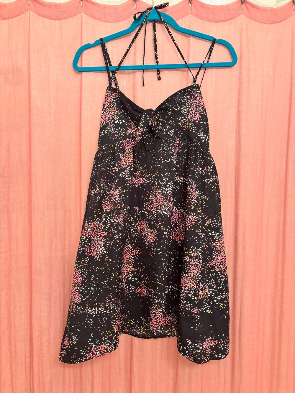 Roxy Black Mini Dress with Pink Confetti Print